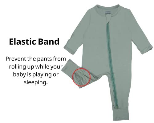 GUISBY Baby Pajamas with Mitten Cuffs - 3Pcs Girls Boys 2 Way Zipper Long Sleeve Rayon Sleepers