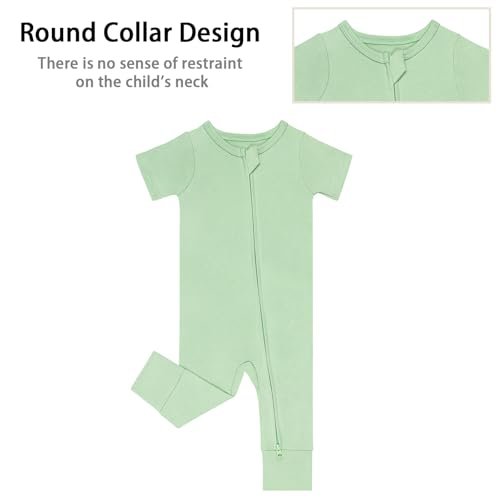 GUISBY Footless Short Sleeve Baby Pajamas with Zipper Cotton Infant Sleepwear
