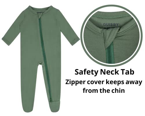 GUISBY Rayon Baby Footed Pajamas with Mitten Cuffs, 2 Way Zipper Long Sleeve Sleepers 4-pack
