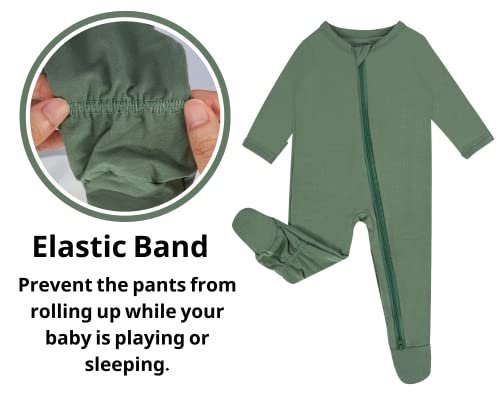 GUISBY Rayon Baby Footed Pajamas with Mitten Cuffs, 2 Way Zipper Long Sleeve Sleepers 4-pack