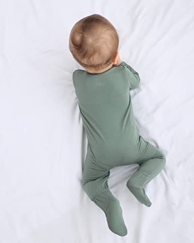 GUISBY Rayon Baby Footed Pajamas with Mitten Cuffs, 2 Way Zipper Long Sleeve Sleepers 4-pack