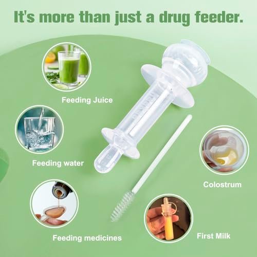 haakaa Baby Medicine Dispenser,Syringe for Liquid,Unique Silicone Ball Design, Dual-Angled Ports,One-Handed Operation,0 Months+