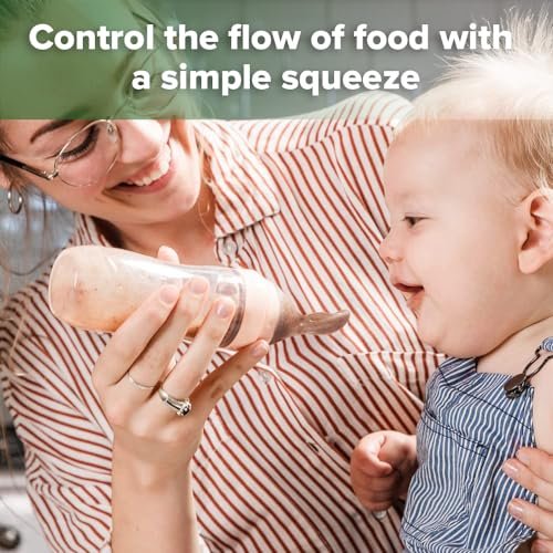 Haakaa Silicone Baby Food Dispensing Spoon Feeder 4oz - Infant Squeeze Cereal Feeder, Baby Fresh Food Feeder, Feed Bottle for Puree, Solid Baby Food, BPA Free, 4m+ Babies – Grey