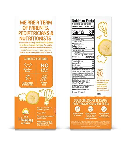 Happy Baby Gentle Teethers Organic Teething Wafers Banana Sweet Potato, Soothing Rice Cookies for Teething Babies Dissolves Easily Organic Gluten Free No Artificial Flavor,0.14 Ounce (Pack of 12)