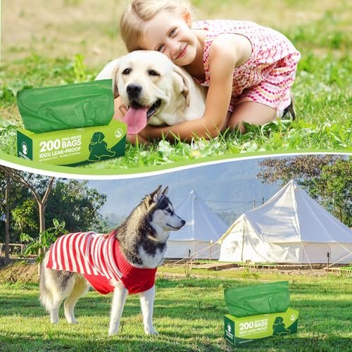 Harloon 6000 Counts Dog Poop Waste Bags 30 Rolls 12 x 8 Inches Extra Thick Strong Leak PET Proof Bags Disposable Bulk Universal Doggy Roll Waste Box for Puppy Outdoor Walking Travel(Deep Green)