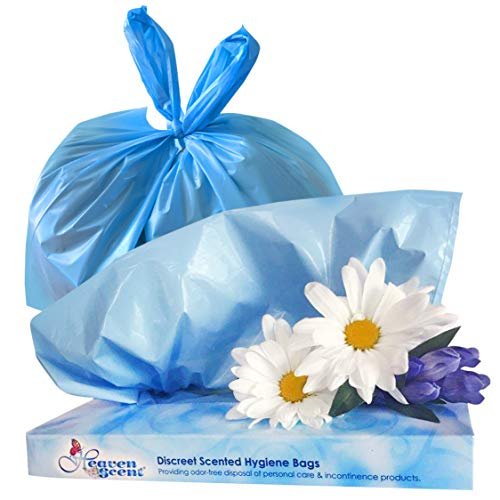 Heaven Scent Hygiene Bags 1.5MIL ULTRA-THICK Discreet Waste Disposal | Made in the USA | Mild Baby Powder Scented Trash Bags for Adult Briefs & Feminine Products - Small, 50 Bags