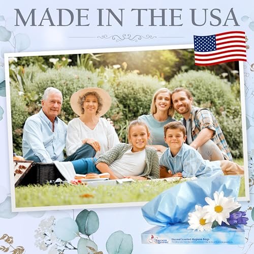 Heaven Scent Hygiene Bags 1.5MIL ULTRA-THICK Discreet Waste Disposal | Made in the USA | Mild Baby Powder Scented Trash Bags for Adult Briefs & Feminine Products - Small, 50 Bags