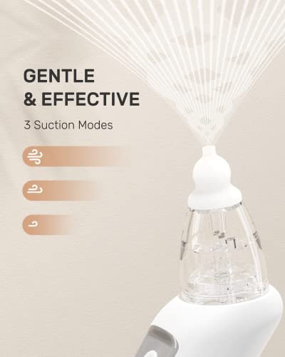HEYVALUE Nasal Aspirator for Baby, Electric Baby Nose Sucker, Automatic Nose Cleaner with 3 Silicone Tips, Adjustable Suction Level and Music Soothing Function