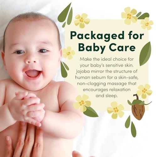 HobaCare Jojoba Baby Oil with Pump Dispenser – 100% Pure Natural Unrefined Unscented Cold-Pressed Jojoba Oil for Baby Hair, Infant Skin, Cradle Care & Body Moisture (4.22 fl oz)