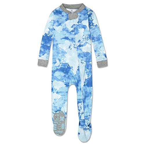 HonestBaby Non-Slip Footed Pajamas One-Piece Sleeper Zip-Front Pjs 100% Organic Cotton for Baby Boys