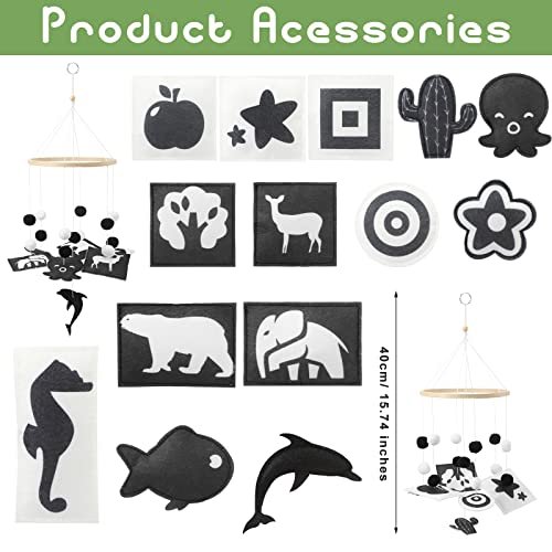 HyDren Baby Mobile for Crib Black and White Crib Mobile Nursery Crib Mobile Handmade Mobiles Decor for Baby Shower Gifts Ceiling Hanging Decorations 2 Styles