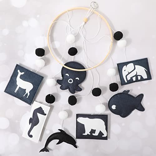 HyDren Baby Mobile for Crib Black and White Crib Mobile Nursery Crib Mobile Handmade Mobiles Decor for Baby Shower Gifts Ceiling Hanging Decorations 2 Styles