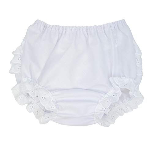 I.C. Collections Baby Girls White Batiste Rumba Diaper Cover Bloomers