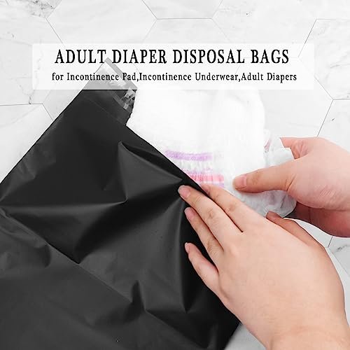 Incontinence Pad Disposal Bags pack of 200,Black Adult Diaper Disposal Bags 9.84 x 13.78inches Opaque Disposable Incontinence Bags for Incontinence Underwear,Adult Diapers(with 2pcs Storage Bag)
