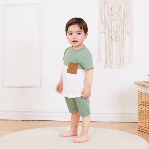 Infant Baby Boy Summer Clothes Outfit Color Block T-shirt Shorts Set Toddler Checkerboard Clothes 6 12 18 24 Months