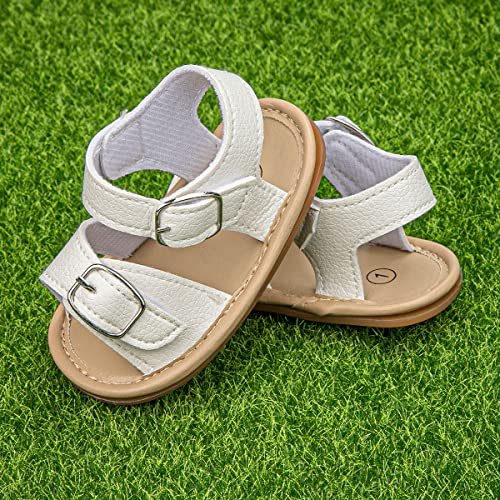 Infant Baby Boys Girls Summer Sandals Brown Newborn Lightweight Pu Leather Non-slip Rubber Sole Toddler Outdoor Beach Open Toe First Walker Shoes 12-18 Months