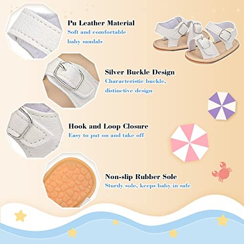 Infant Baby Boys Girls Summer Sandals Brown Newborn Lightweight Pu Leather Non-slip Rubber Sole Toddler Outdoor Beach Open Toe First Walker Shoes 12-18 Months
