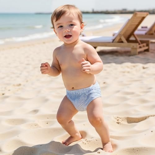 Infant Newborn Baby Boy Summer Outfit Lobster Crawfish Bubble Shorts Striped Diaper Cover Bloomers Smocked Clothes