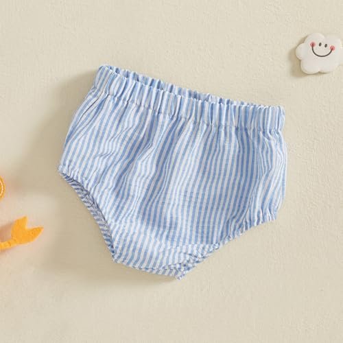 Infant Newborn Baby Boy Summer Outfit Lobster Crawfish Bubble Shorts Striped Diaper Cover Bloomers Smocked Clothes
