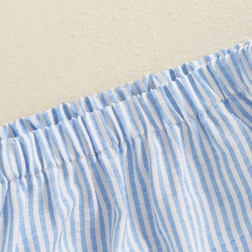 Infant Newborn Baby Boy Summer Outfit Lobster Crawfish Bubble Shorts Striped Diaper Cover Bloomers Smocked Clothes