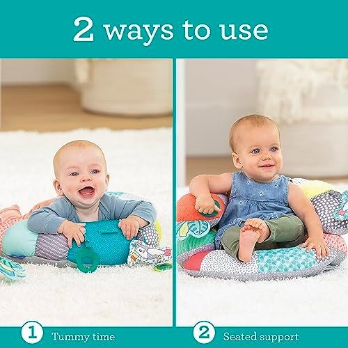 Infantino 2-in-1 Tummy Time & Seated Support - for Newborns and Older Babies, with Detachable Support Pillow and Toys, for Development of Strong Head and Neck Muscles