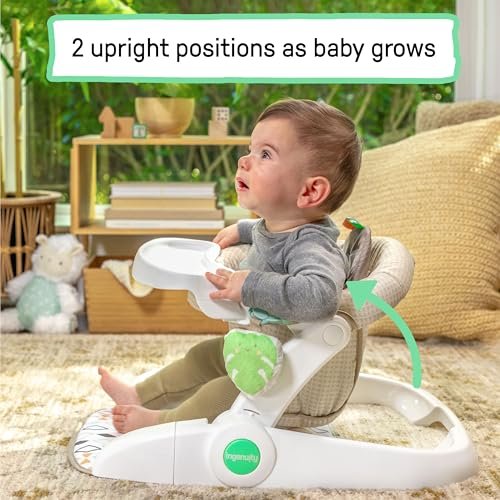 Ingenuity Prop Spot Learn-to-Sit Floor Seat for Baby, Removable Tray, 2 Linkable Toys, Tummy Time Mat, Unisex, for Ages 4-12 Months - Loni