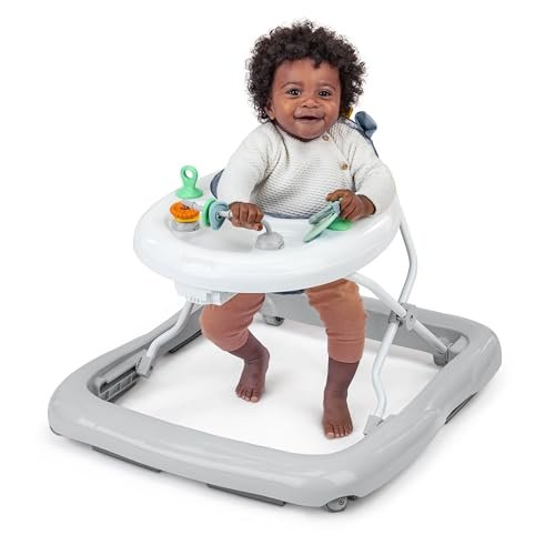 Ingenuity Smooth Strides Activity Baby Walker - Chambray, Developmental Walker, 3 Adjustable Heights, Toys Included, 6M-12M