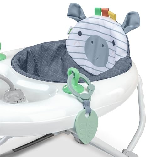 Ingenuity Smooth Strides Activity Baby Walker - Chambray, Developmental Walker, 3 Adjustable Heights, Toys Included, 6M-12M