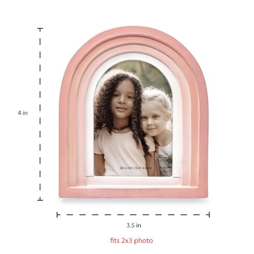 Isaac Jacobs 2x3 Vertical Pink Arc Resin Picture Frame with Gradient Design, Decorative Photo Frame, Tabletop & Wall Display, Hanging Display & Home Decor (2x3, Pink)