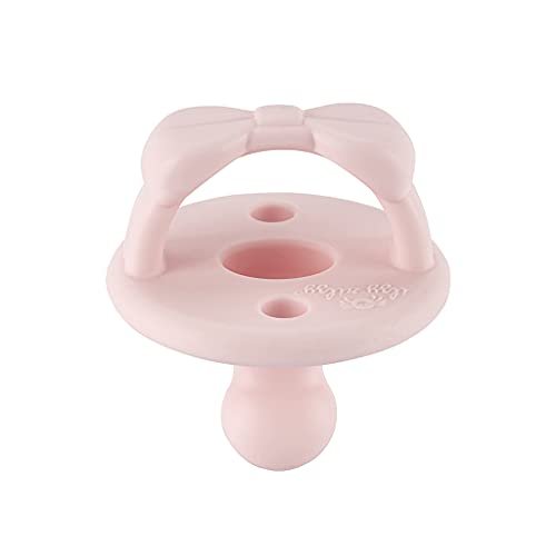 Itzy Ritzy Silicone Orthodontic Pacifiers - Itzy Soother with Collapsible Handle & Two Air Holes for Added Safety, Baby Pacifiers for Ages 0 - 6 Months (Ballet Slipper & Primrose)
