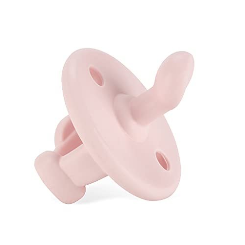Itzy Ritzy Silicone Orthodontic Pacifiers - Itzy Soother with Collapsible Handle & Two Air Holes for Added Safety, Baby Pacifiers for Ages 0 - 6 Months (Ballet Slipper & Primrose)