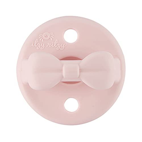 Itzy Ritzy Silicone Orthodontic Pacifiers - Itzy Soother with Collapsible Handle & Two Air Holes for Added Safety, Baby Pacifiers for Ages 0 - 6 Months (Ballet Slipper & Primrose)