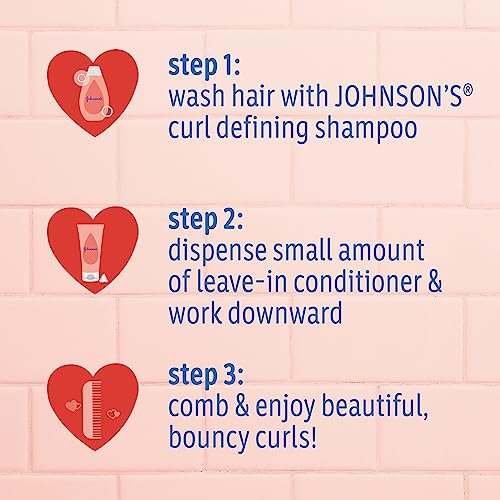 Johnson's Kids Curl Defining Leave-In Conditioner + Shea Butter, Tear-Free, Paraben-, Sulfate- & Dye-Free, Hypoallergenic & Gentle for Toddlers' Haircare, Bath Essentials, 6.8 fl. oz