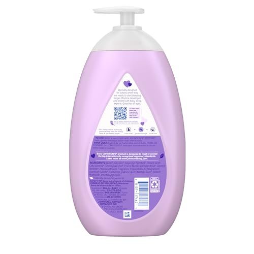 Johnson's Moisturizing Bedtime Baby Lotion with Coconut Oil & NaturalCalm Aromas to Help Relax Baby, Hypoallergenic & Free of Parabens, Phthalates & Dyes, Mild Baby Skin Care, 27.1 fl. oz