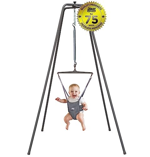 Jolly Jumper Elite Grey Saddle- The Original Jolly Jumper with Super Stand and Premium Spring. an Alternative to Baby Bouncers, Doorway Jumpers and Activity Centers That Your Baby Will Love.