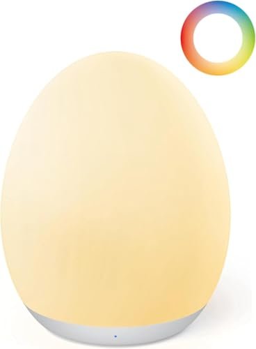 JolyWell Night Light for Kids, Baby Egg Light with 7 Colors Changing Mode & Stepless Dimming, Nursery Night Lamp BPA Free,Rechargeable Egg Night Light for Breastfeeding 1h Timer & Touch Control