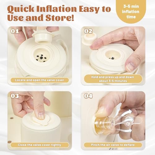 JOSEN Inflatable Seat for Babies 3 Months & Up, Baby Floor Seat Learn to Sit Up, Portable Infant Feeding Shower Chair, Blow Up Baby Chair with Built-in Air Pump - Cool Car