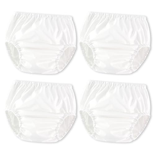 Joyo roy 4Pcs White Diaper Covers for Girls Training Pants Boys Cloth Diaper Cover for Swimming Rubber Training Pants for Toddlers Plastic Underwear for Potty Training Waterproof Rubber Underwear 5T