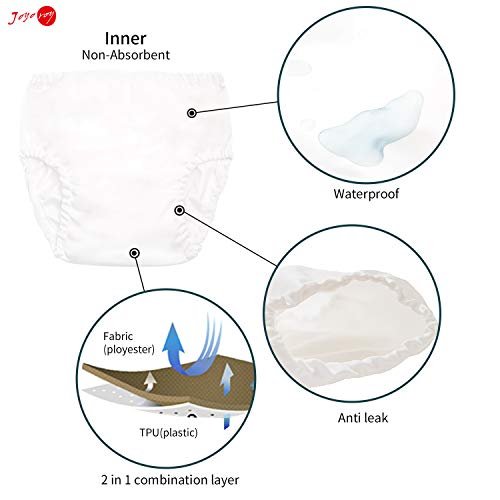 Joyo roy 4Pcs White Diaper Covers for Girls Training Pants Boys Cloth Diaper Cover for Swimming Rubber Training Pants for Toddlers Plastic Underwear for Potty Training Waterproof Rubber Underwear 5T