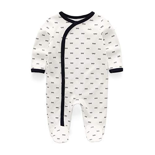Kiddiezoom Baby and Toddler Boys'Snug Fit Footed Cotton One-Piece Romper Jumpsuit White