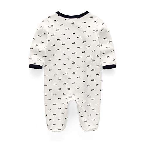 Kiddiezoom Baby and Toddler Boys'Snug Fit Footed Cotton One-Piece Romper Jumpsuit White