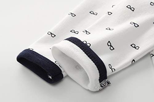 Kiddiezoom Baby and Toddler Boys'Snug Fit Footed Cotton One-Piece Romper Jumpsuit White