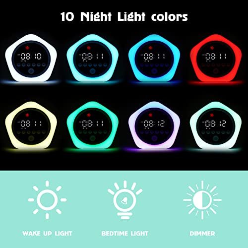 Kids Alarm Clock, Ok to Wake Clock with Green Light Red Light, Toddler Sleep Training Clock for Children