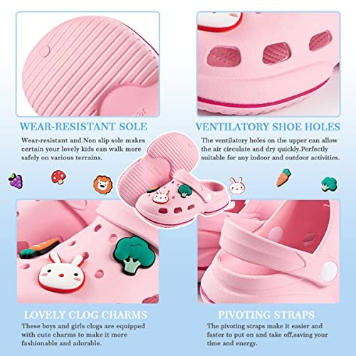 KIDSUN Toddler Kids Boys Girls Cute Garden Clogs Water Sandals Slip On Shoes Slipper Slides Lightweight Outdoor Summer Infant Children Beach Pool Play Shoes (Baby/Toddler Kids)