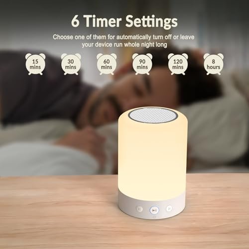 Kipcush Night Light White Noise Sound Machine, 20 Soothing Sleep Sounds. Portable Design for Bedroom, Office, Nursery, Travel, Up to 8 Hours Battery Life, Timer