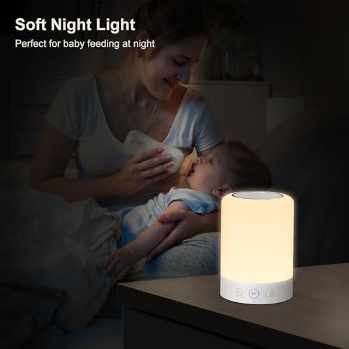 Kipcush Night Light White Noise Sound Machine, 20 Soothing Sleep Sounds. Portable Design for Bedroom, Office, Nursery, Travel, Up to 8 Hours Battery Life, Timer