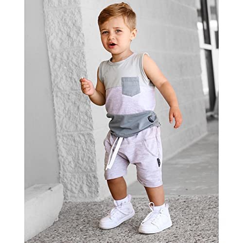 Kupretty Baby Boy Summer Clothes Sleeveless Tank Tops Vest T-Shirt + Casual Shorts Toddler Outfits Set