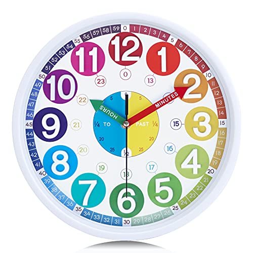 Lafocuse 12 Inch Silent Colorful 3D Numbers Kids Wall Clock for Bedroom, Classroom Clock for Kids, Learning Wall Clock Battery Operated, Teaching Clock for Living Room Decor Playroom School