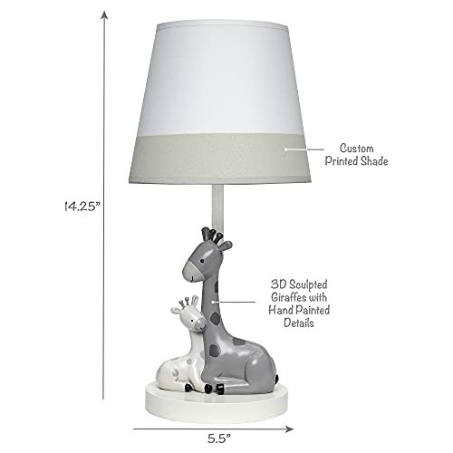 Lambs & Ivy Jungle Friends White/Gray Giraffe Nursery Lamp with Shade & Bulb