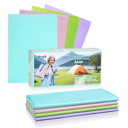 Large Adult Diaper Disposable Bags 12 x17 In, 100 Pcs Opaque Personal Disposal Bag Extra Thick Secure Closure, Odor Control Discreet for Diapers Incontinence Pads Sanitary Product Disposal